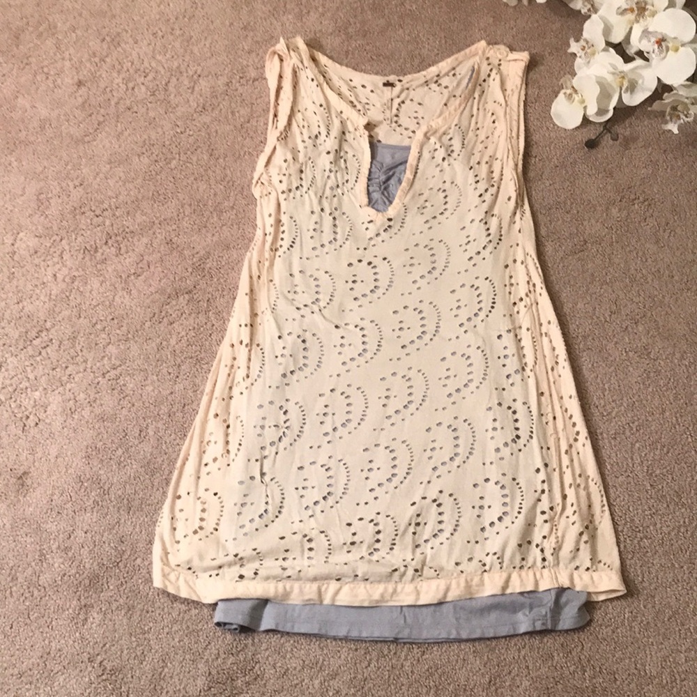 Cream and gray free people dress with holes